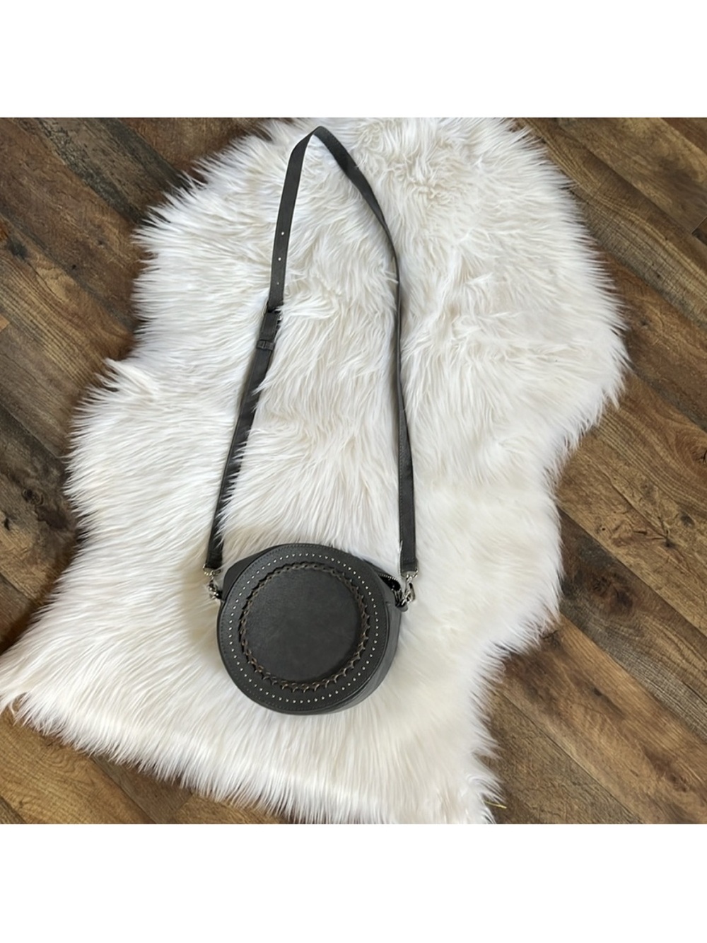 Moda Luxe gray boho studded round purse